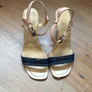 Authentic Miu Miu camel and Jean sandal